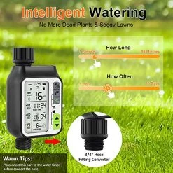 OneBom Water Timer Programmable, Digital Watering Timer 2nd Generation Upgraded,Sprinkler Hose Timer + Teflon Tape With… -Garden Supply Store 51ZAinG9IWL