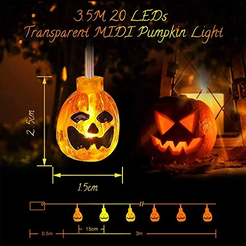 Quntis 11.5ft 20leds Halloween Pumpkin Lights, Battery Operated Jack-O-Lantern With 8 Modes &Memory Function, Waterproof… 3 Quntis 11.5ft 20leds Halloween Pumpkin Lights, Battery Operated Jack-O-Lantern With 8 Modes &Memory Function, Waterproof… - Image 3