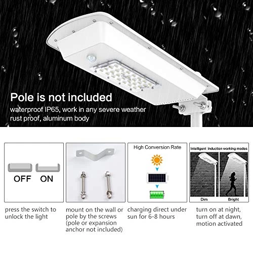 TENKOO LED Solar Street Light Wall Garden Lights, 15W All In One With Motion Sensor Waterproof IP65 Super Bright… 2 TENKOO LED Solar Street Light Wall Garden Lights, 15W All In One With Motion Sensor Waterproof IP65 Super Bright… - Image 2