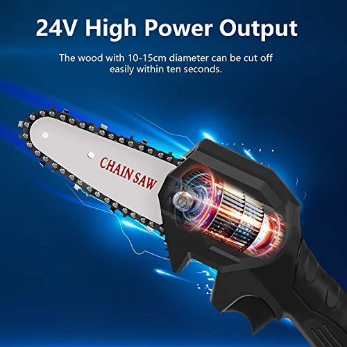 Foscomax Chainsaw, 4 Inch 24V Electric Chainsaw With Brushless Motor, Handheld Mini Chainsaw, Cordless Rechargeable… 2 Foscomax Chainsaw, 4 Inch 24V Electric Chainsaw With Brushless Motor, Handheld Mini Chainsaw, Cordless Rechargeable… - Image 2