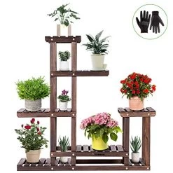 VIVOSUN Plant Stand Indoor Plant Shelf, 6 Tiers 10 Potted Wooden Flower Holder, Tiered Plant Rack For Garden, Balcony…