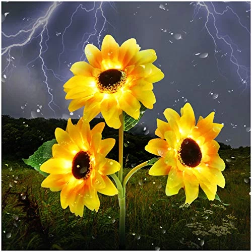 Outdoor Solar Garden Stake Lights,Upgraded LED Solar Powered Light With 3 Sunflower, Waterproof Solar Decorative Lights… 1 Outdoor Solar Garden Stake Lights,Upgraded LED Solar Powered Light With 3 Sunflower, Waterproof Solar Decorative Lights…
