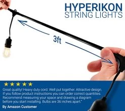 Hyperikon Outdoor String Lights, 48 Feet Patio Lights With 24 Dropped Sockets, 24 X 11W S14 Bulbs Included, Weatherproof… -Garden Supply Store 51avhUGteGL