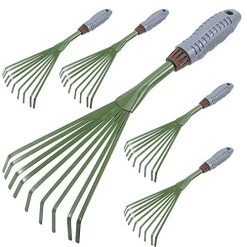 ZEONHEI 5 PCS 9 Teeth Garden Hand Rake, Small Hand Fan Rake With Non Slip Grip, Thicken Hand Rake Garden Tool Forā¦