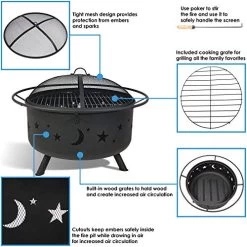 Sunnydaze Cosmic Outdoor Fire Pit – 30 Inch Round Bonfire Wood Burning Patio & Backyard Firepit For Outside With Cooking… 9 Sunnydaze Cosmic Outdoor Fire Pit – 30 Inch Round Bonfire Wood Burning Patio & Backyard Firepit For Outside With Cooking… -Garden Supply Store 51bBR2Brq5rL