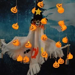 LUMINATERY Jack O’ Lantern Halloween Pumpkin Lantern String Lights, 30LED 8 Lighting Modes, Remote Control, Battery… -Garden Supply Store 51ba1HyiaaL