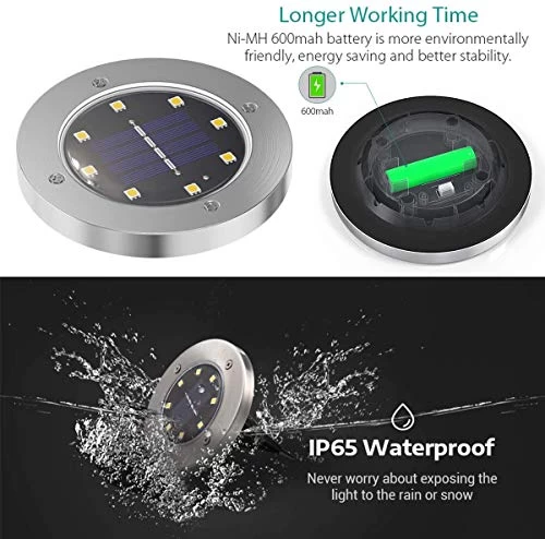 Solar Lights For Landscape Outdoor Garden, VASLON 8 LED Solar Ground Lights Bright IP65 Waterproof Backyard Landscape… 3 Solar Lights For Landscape Outdoor Garden, VASLON 8 LED Solar Ground Lights Bright IP65 Waterproof Backyard Landscape… - Image 3