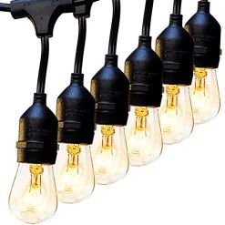 Addlon 96 FT (2x48FT) Outdoor String Lights Commercial Grade Strand 32 Edison Vintage Bulbs 30 Hanging Sockets, UL…