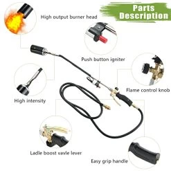 ATPEAM Propane Torch Weed Burner Kit | High Output 500,000 BTU, Heavy Duty Weed Torch Wand With Turbo Trigger Push Button Igniterand 9.8 Ft Hose For Ice Snow Melter, Roofing, Roads 8 ATPEAM Propane Torch Weed Burner Kit | High Output 500,000 BTU, Heavy Duty Weed Torch Wand With Turbo Trigger Push Button Igniterand 9.8 Ft Hose For Ice Snow Melter, Roofing, Roads -Garden Supply Store 51c8W32f1IL
