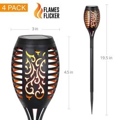 Exhart Flickering Flame Solar Torch Yard Stake – 4 Pack Small LED Tiki Torch Dancing Flame Stake To Illuminate Gardens… 11 Exhart Flickering Flame Solar Torch Yard Stake – 4 Pack Small LED Tiki Torch Dancing Flame Stake To Illuminate Gardens… -Garden Supply Store 51c9Ywm4s4L