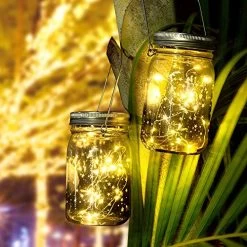 Solar Mason Jar Lights – 3 Pack 30 LED Starry Fairy String Solar Garden Hanging Lights Waterproof Indoor/Outdoor… -Garden Supply Store 51cAkzZOwkL