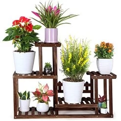 FOLDIFY Pine Wood Plant Stand Indoor Outdoor Multiple Flower Pot Holder Shelf Rack Higher And Lower Planter Display…