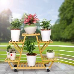 Foldify Bamboo Plant Stand With Wheels Multi-Layer Rolling Plant Flower Pots Holder Display Shelf Indoor&Outdoor Unit… 12 Foldify Bamboo Plant Stand With Wheels Multi-Layer Rolling Plant Flower Pots Holder Display Shelf Indoor&Outdoor Unit… -Garden Supply Store 51cUw3m3qEL