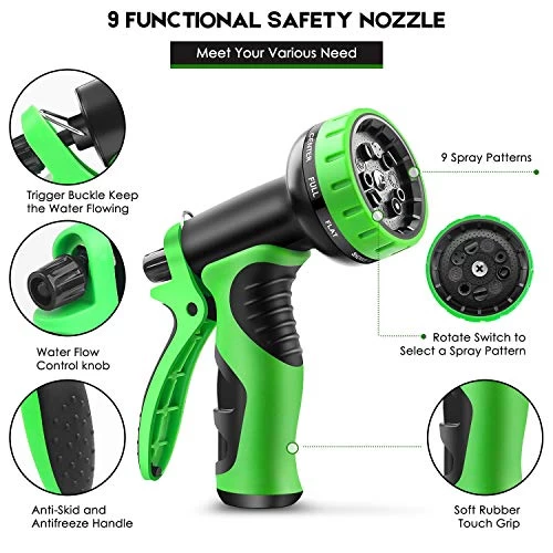 BAZOLOTA Garden Hose, Expandable 50FT Water Hose With 9 Function Nozzle, Flexible Gardening Hose With All Brass… 4 BAZOLOTA Garden Hose, Expandable 50FT Water Hose With 9 Function Nozzle, Flexible Gardening Hose With All Brass… - Image 4