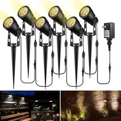 Landscape Lighting, ALOVECO LED Garden Lights 12V Low Voltage Outdoor Spotlights IP65 Waterproof With Spike Pathway…