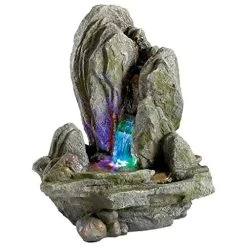 Water Fountain With LED Light – Breakneck Falls Garden Decor Rock Fountain – Outdoor Water Feature