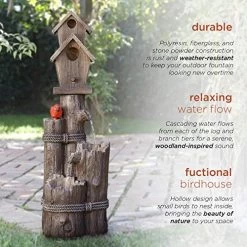 Alpine Three-Tiered Birdhouse W/Cardinal Fountain, 35 Inch Tall -Garden Supply Store 51duguI2BOvL