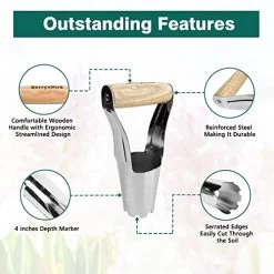 Berry&Bird Garden Bulb Planter With 4 Inches Depth Mark, Stainless Steel Gardening Bulb Transplanter Tool With Short… 9 Berry&Bird Garden Bulb Planter With 4 Inches Depth Mark, Stainless Steel Gardening Bulb Transplanter Tool With Short… -Garden Supply Store 51duogroPL