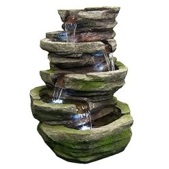 Sunnydaze Cobblestone Rock Waterfall Fountain With LED Lights – Outdoor Fountain & Backyard Water Feature For The Patio…