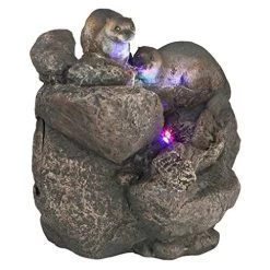Water Fountain With LED Light – Curious Sea Otters Garden Decor Tabletop Fountain – Desk Fountain Water Feature -Garden Supply Store 51eC2BNtkLPL