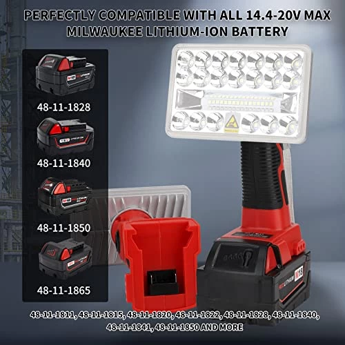 Taingwei 2000LM LED Cordless Lamp Compatible With Milwaukee M18 Lithium Battery,18v Work Light For Camping, Car… 2 Taingwei 2000LM LED Cordless Lamp Compatible With Milwaukee M18 Lithium Battery,18v Work Light For Camping, Car… - Image 2