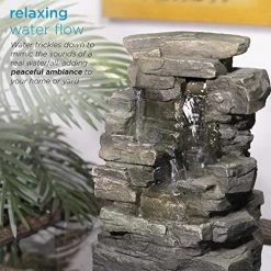 Alpine Waterfall Tabletop Fountain W/White LED Light, Gray, 13 Inch Tall -Garden Supply Store 51eJYZYlB L