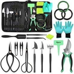 FANSTATE Bonsai Tree Kit, 24 PCs Bonsai Tools Set High Carbon Steel Succulent Trimming Tools Set Include Pruning Shears…
