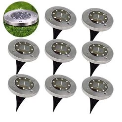 Mcgrady1xm Solar Ground Lights – 8 LED Waterproof Garden Path Outdoor Lighting With Light Sensor For Lawn Patio Yard…