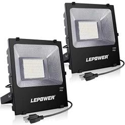 LEPOWER 2 Pack 150W LED Flood Light Outdoor, Super Bright LED Work Lights With Plug, 11000lm 6000K White Light, IP66…