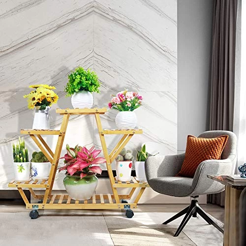 Foldify Bamboo Plant Stand With Wheels Multi-Layer Rolling Plant Flower Pots Holder Display Shelf Indoor&Outdoor Unit… 5 Foldify Bamboo Plant Stand With Wheels Multi-Layer Rolling Plant Flower Pots Holder Display Shelf Indoor&Outdoor Unit… - Image 5