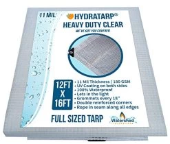 Watershed Innovations HydraTarp, UV Coated 11 Mil Thick Clear Greenhouse Tarp For Outdoor Camping, RV, Trucks And…