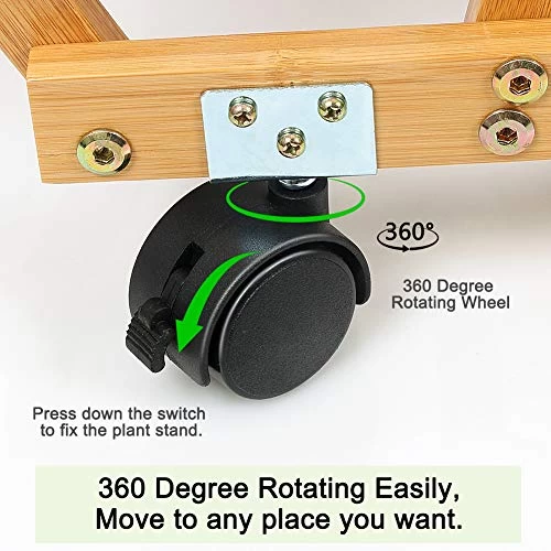 Foldify Bamboo Plant Stand With Wheels Multi-Layer Rolling Plant Flower Pots Holder Display Shelf Indoor&Outdoor Unit… 3 Foldify Bamboo Plant Stand With Wheels Multi-Layer Rolling Plant Flower Pots Holder Display Shelf Indoor&Outdoor Unit… - Image 3