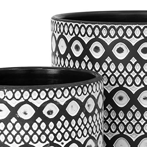 Set Of 2 Planter Pots, 4 Inch & 6 Inch, Modern Design Ceramic Plants Pot With Drainage Hole, Gold/White 4 Set Of 2 Planter Pots, 4 Inch & 6 Inch, Modern Design Ceramic Plants Pot With Drainage Hole, Gold/White - Image 4