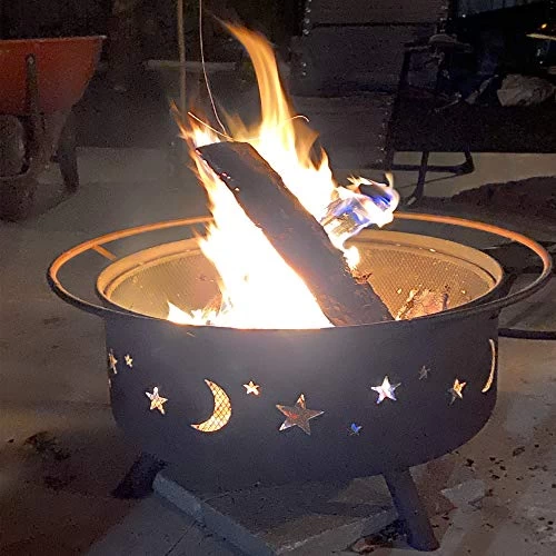 Sunnydaze Cosmic Outdoor Fire Pit – 30 Inch Round Bonfire Wood Burning Patio & Backyard Firepit For Outside With Cooking… 7 Sunnydaze Cosmic Outdoor Fire Pit – 30 Inch Round Bonfire Wood Burning Patio & Backyard Firepit For Outside With Cooking… - Image 7