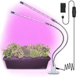 Brite Labs LED Grow Lights For Indoor Plants, 20W Dual Head Indoor Plant Light With 40 Red Blue Full Spectrum LEDs Strip…