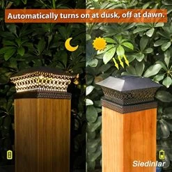Siedinlar Solar Post Lights Outdoor Fence Deck Cap Light Solar Powered Metal Warm White LED Lighting Waterproof For… 9 Siedinlar Solar Post Lights Outdoor Fence Deck Cap Light Solar Powered Metal Warm White LED Lighting Waterproof For… -Garden Supply Store 51gh83i0VEL