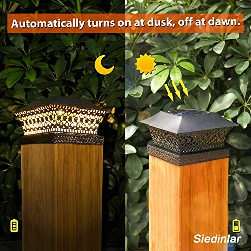 Siedinlar Solar Post Lights Outdoor Fence Deck Cap Light Solar Powered Metal Warm White LED Lighting Waterproof For… 3 Siedinlar Solar Post Lights Outdoor Fence Deck Cap Light Solar Powered Metal Warm White LED Lighting Waterproof For… - Image 3
