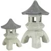 Design Toscano Asian Decor Pagoda Lantern Outdoor Statue, Medium 25.5 Cm And Large 43 Cm, Set Of Two, Polyresin, Two…