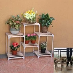 Plant Stand Indoor Flower Stand Wood Storage Rack Pot Racks Multifunctional Display Shelf For Bathroom,Living Room…