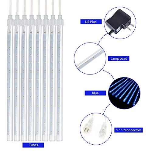 Winkeyes LED Meteor Shower Lights 30cm 8 Tubes 192 LED String Lights Waterproof Double-Sided SMD Lamp Beads Curtain… 3 Winkeyes LED Meteor Shower Lights 30cm 8 Tubes 192 LED String Lights Waterproof Double-Sided SMD Lamp Beads Curtain… - Image 3