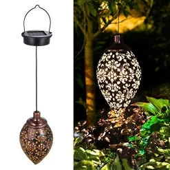 (1 Pack) Tomshine Hanging Solar Light, Solar Garden Lantern Outdoor, Solar Powered LED Lantern Light, Metal Decorative…