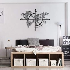 Northshire XL Metal World Map Wall Art 52″x38″ – Compass Wall Decor Modern Wall Hanging For Home Decoration -Garden Supply Store 51j0NaPsgpL