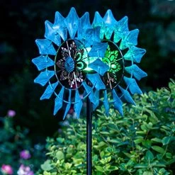 Solar Wind Spinner New Azure 190cm (75inches) Multi-Color Seasonal LED Lighting Solar Powered Glass Ball With Kinetic… -Garden Supply Store 51jVdHxY2nL