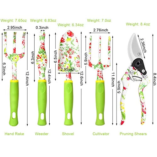 Vanow Gardening Tool Set, 5 PCS Heavy Duty Aluminum Gardening Hand Tools Kit, Floral Print Gardening Gifts For Women… 6 Vanow Gardening Tool Set, 5 PCS Heavy Duty Aluminum Gardening Hand Tools Kit, Floral Print Gardening Gifts For Women… - Image 6