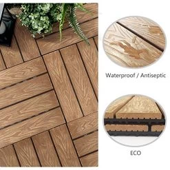 Deck Tiles, Interlocking Patio Flooring Deck Tiles, Indoor Outdoor Deck And Patio Flooring Wood-Plastic Material… -Garden Supply Store 51kJmBco6rL