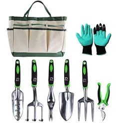 Garden Tool Set 8PCS Gardening Tool Kit  For Gardening Heavy Duty And Durable Storage Tote Bag,Soil Shovel Weeding Rake For Digging, Planting And Pruning,Garden Gifts Tools For Men Women