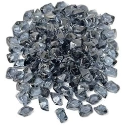 Mr. Fireglass 1/2-Inch Polygon Fire Glass For Fireplace Fire Pit & Lanscaping, 10 Pounds High Luster Gray