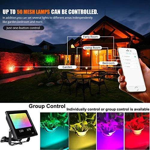 RGB LED Flood Light Color Changing Exterior Light Dimmable Outdoor Lamp,Bluetooth Mesh And APP Control LED Floodlight… 5 RGB LED Flood Light Color Changing Exterior Light Dimmable Outdoor Lamp,Bluetooth Mesh And APP Control LED Floodlight… - Image 5