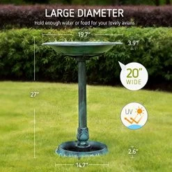 VIVOSUN 2-in-1 Outdoor Garden Bird Bath With Flower Planter Base, Weather-Resistant Garden Décor, 28” High Green -Garden Supply Store 51lFur2S0JL