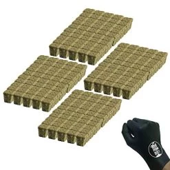 GRODAN A OK Rockwool Stonewool Hydroponic Grow Media Starter Cubes Plugs – 1″ X 1″ – 2 Sheets Of 100 (200 Plugs Total)